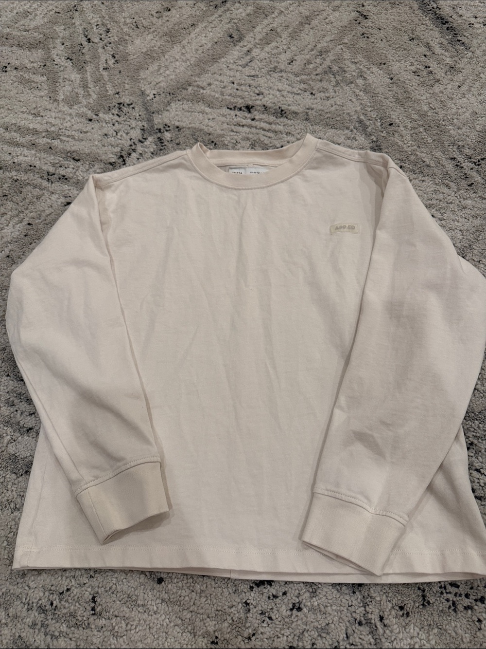 Zara Kids Long-Sleeve Crewneck Tee - Light Cream